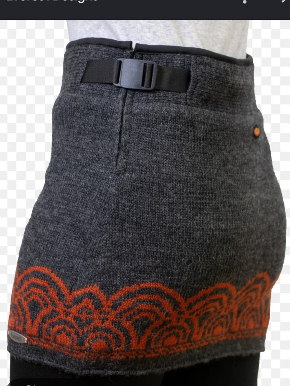 Everest Designs Wool Nepal Mini Skirt Acetate Lined Belt Waist Zip Elastic Band
